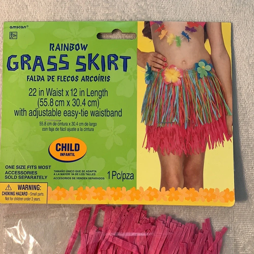 grass skirt rainbow child size Adjustable
